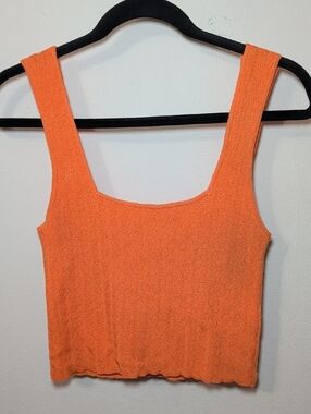 Kerisma Watson Tank Top in Flame Orange Textured Knit Cropped Women's Size XS*